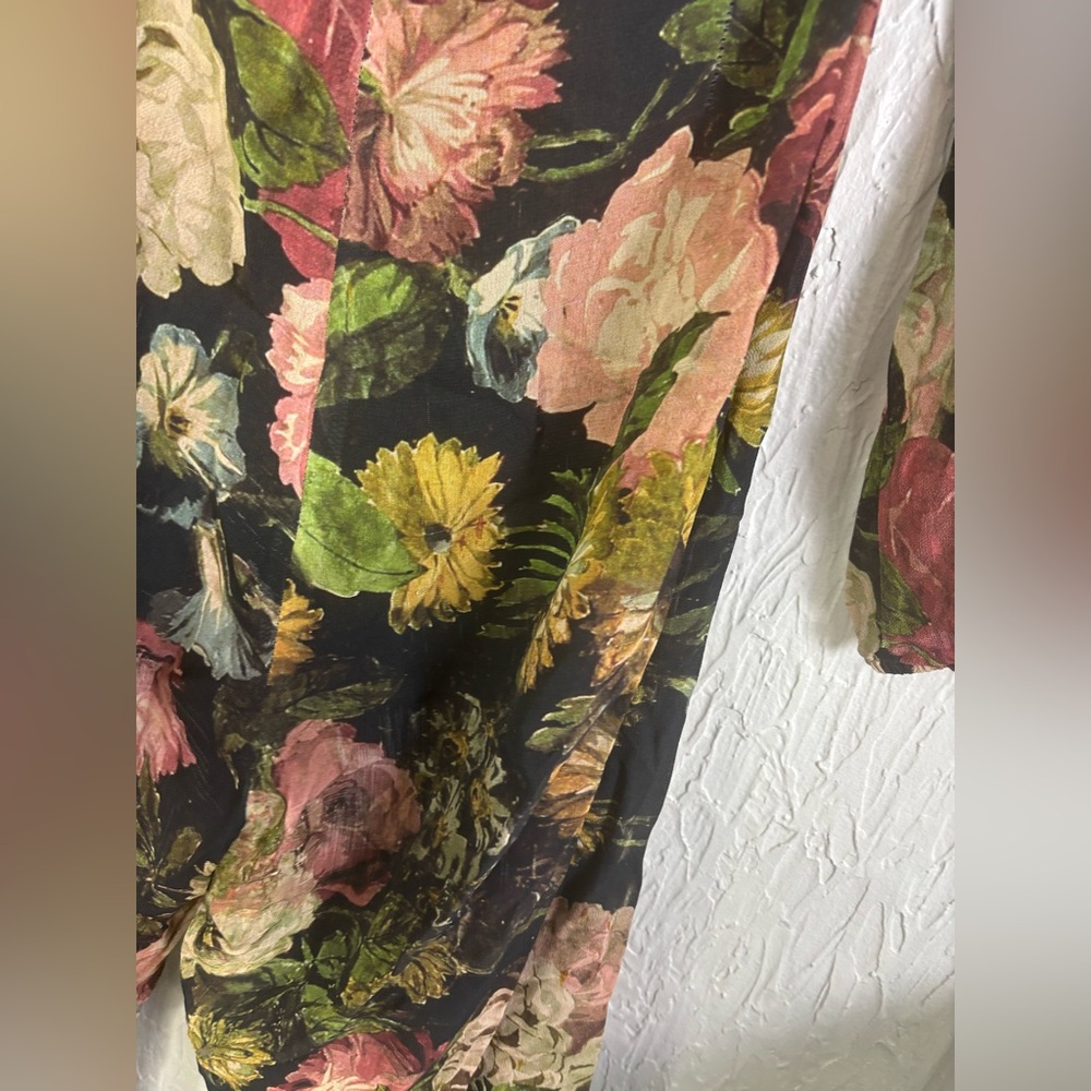 Reformation Floral tie front/ v-neck wide leg jumpsuit Black Size 4 - Picture 11 of 12
